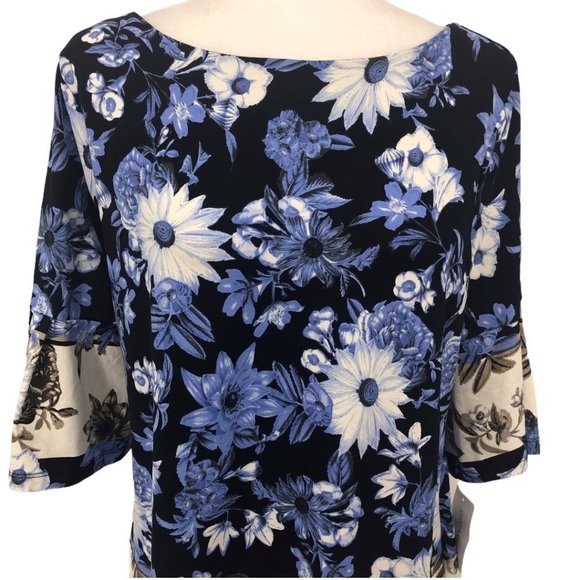Charter Club Floral Print Elbow Length Sleeve Top NWT Size L - Picture 8 of 13